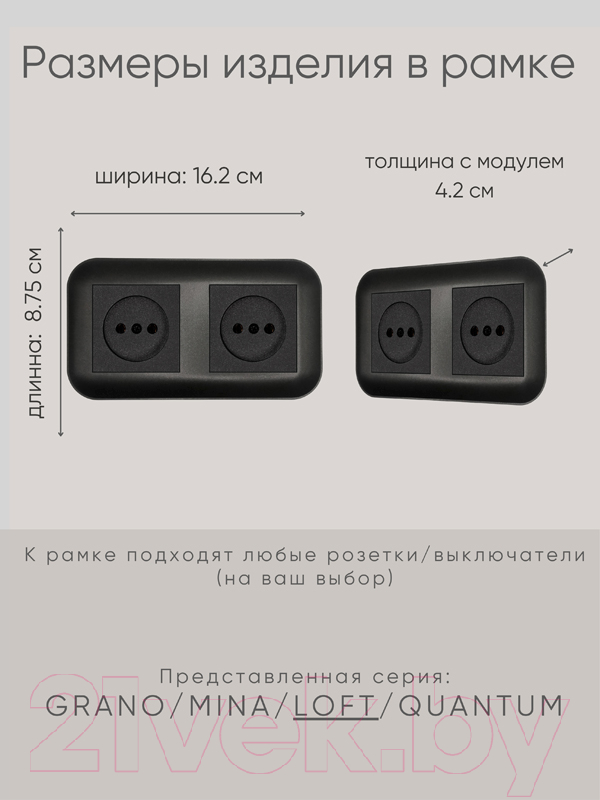 Рамка для выключателей и розеток Ovivo Loft 404-170017-226 (черный) — фото 3