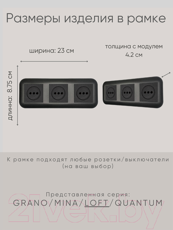 Рамка для выключателей и розеток Ovivo Loft 404-170017-227 (черный) — фото 3