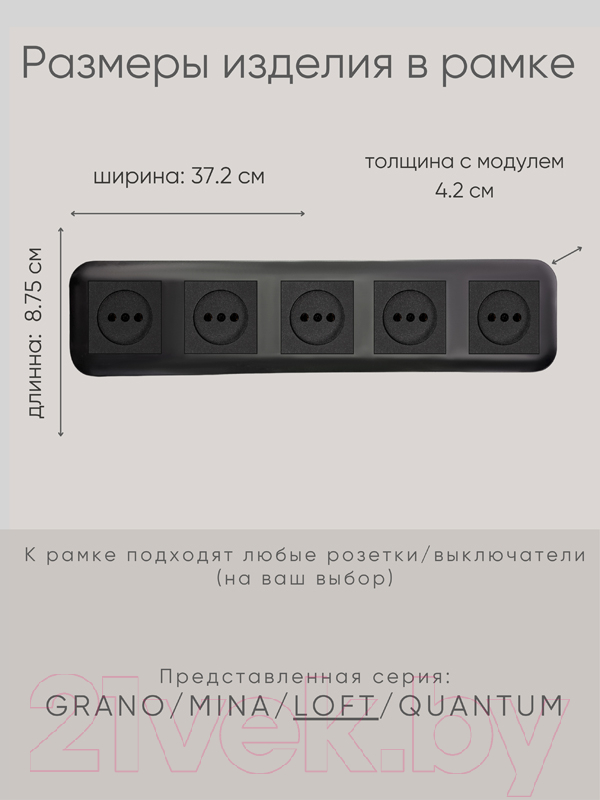 Рамка для выключателей и розеток Ovivo Loft 404-170017-250 (черный) — фото 3