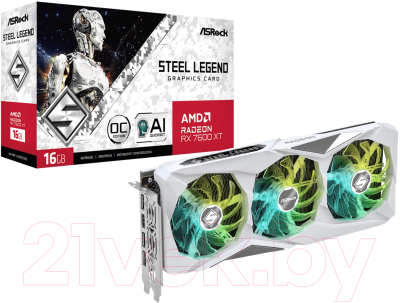 Изображение товара Видеокарта AsRock Radeon RX 7600 XT Steel Legend 16GB (RX7600XT SL 16GO)