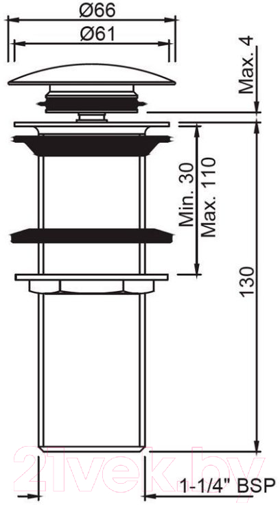 Донный клапан Jaquar ALD-BLM-727L130