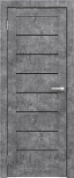 Дверь межкомнатная Юни Амати 01 40x200 (светлый бетон/стекло черное) - 