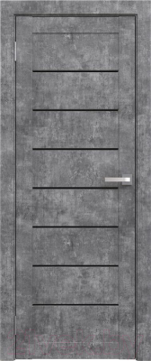 Дверь межкомнатная Юни Амати 01 60x200 (светлый бетон/стекло черное)