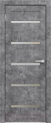 Дверь межкомнатная Юни Амати 01М 40x200 (светлый бетон/стекло белое)