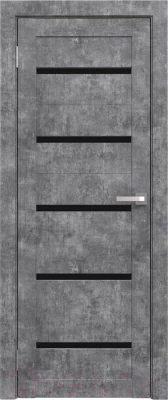 Дверь межкомнатная Юни Амати 01М 40x200 (светлый бетон/стекло черное)