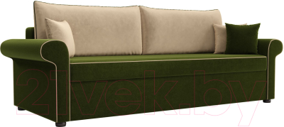 Диван Mebelico Милфорд / 60777 (микровельвет зеленый, бежевые подушки)