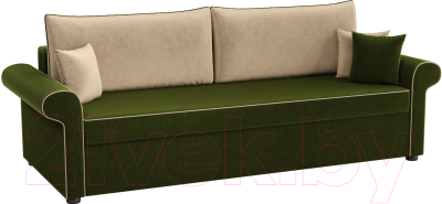 Диван Mebelico Милфорд / 60777 (микровельвет зеленый, бежевые подушки)