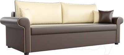 Диван Mebelico Милфорд / 60789 (экокожа коричневый, бежевые подушки)