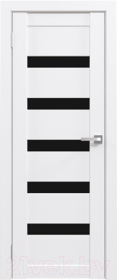 Дверь межкомнатная Юни Амати 03 60x200 (белая шагрень/стекло черное)