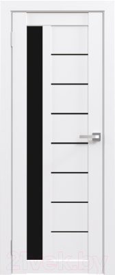 Дверь межкомнатная Юни Амати 04 40x200 (белая шагрень/стекло черное)
