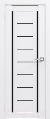 Дверь межкомнатная Юни Амати 06 60x200 (белая шагрень/стекло черное)