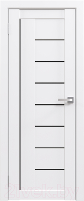 Дверь межкомнатная Юни Амати 07 60x200 (белая шагрень/стекло черное)