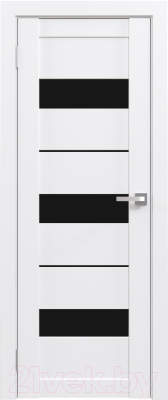 Дверь межкомнатная Юни Амати 12 40x200 (белая шагрень/стекло черное)