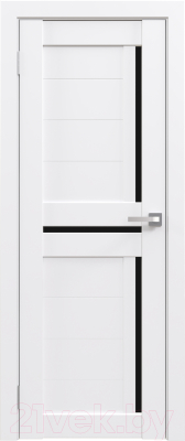 Дверь межкомнатная Юни Амати 18 40x200 (белая шагрень/стекло черное)
