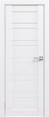 Дверь межкомнатная Юни Амати 25 60x200 (белая шагрень/стекло белое)