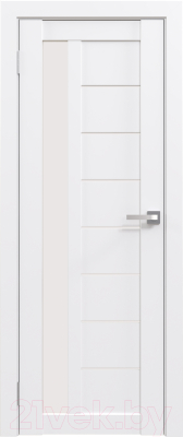 Дверь межкомнатная Юни Амати 04 40x200 (белая шагрень/стекло белое)