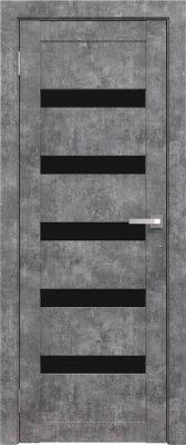 Дверь межкомнатная Юни Амати 03 40x200 (светлый бетон/стекло черное)