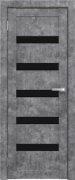 Дверь межкомнатная Юни Амати 03 90x200 (светлый бетон/стекло черное) - 