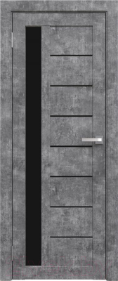 Дверь межкомнатная Юни Амати 04 40x200 (светлый бетон/стекло черное)