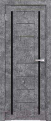Дверь межкомнатная Юни Амати 06 60x200 (светлый бетон/стекло черное)