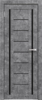Дверь межкомнатная Юни Амати 06 80x200 (светлый бетон/стекло черное) - 