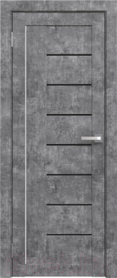 Дверь межкомнатная Юни Амати 07 70x200 (светлый бетон/стекло черное)