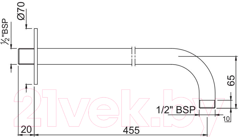 Душевой кронштейн Jaquar SHA-BLM-479L450