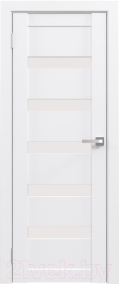 Дверь межкомнатная Юни Амати 03 60x200 (белая шагрень/стекло белое)