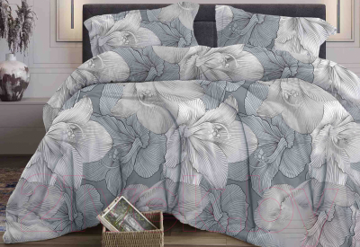 Изображение товара Комплект постельного белья Бояртекс №323 Богема Вид 8 1.5сп (бязь, серый)