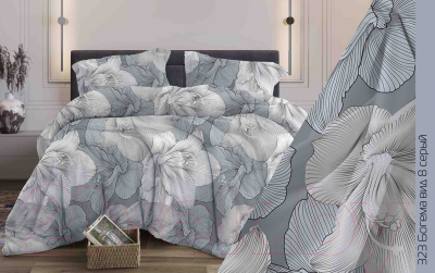 Изображение товара Комплект постельного белья Бояртекс №323 Богема Вид 8 1.5сп (бязь, серый)