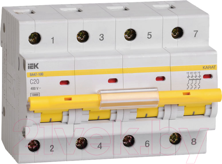 Выключатель автоматический IEK ВА47-100 4Р 20А 10кА C / MVA40-4-020-C