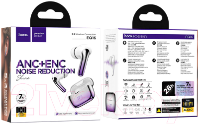 Беспроводные наушники Hoco EQ16 TWS ANC+ENC (пурпурный)
