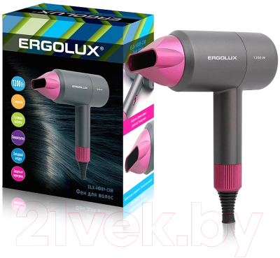 Фен Ergolux ELX-HD09-C08 (серый/розовый)