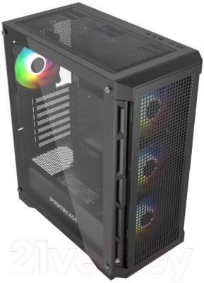 Корпус для компьютера Powercase Ultimate Black Tempered Glass / CUB-A4
