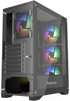 Корпус для компьютера Powercase Ultimate Black Tempered Glass / CUB-A4