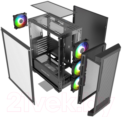 Корпус для компьютера Powercase Ultimate Black Tempered Glass / CUB-A4