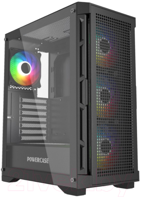 Корпус для компьютера Powercase Ultimate Black Tempered Glass / CUB-A4