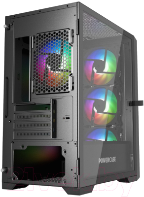 Изображение товара Корпус для компьютера Powercase ByteFlow Micro Black Tempered Glass / CAMBFB-A4