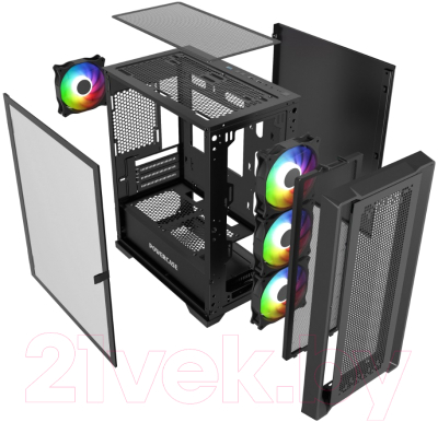 Изображение товара Корпус для компьютера Powercase ByteFlow Micro Black Tempered Glass / CAMBFB-A4