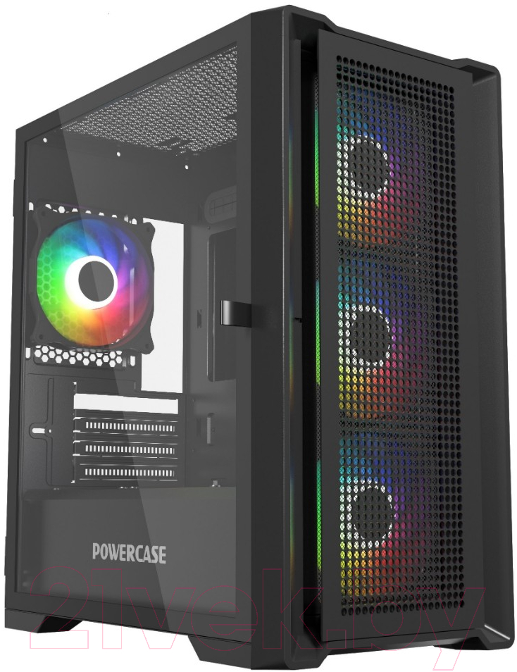 Корпус для компьютера Powercase Alisio Micro X4B V2 Tempered Glass / CAMCXB-A4