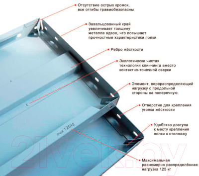 Полка для металлического стеллажа Metall Zavod СТФ 120х60 / УП-00006928