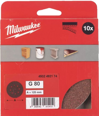 Набор шлифлистов Milwaukee 4932492174 (10шт)