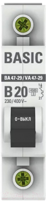 Выключатель автоматический EKF Basic 1P 20А (B) 4.5кА ВА 47-29 / mcb4729-1-20-B
