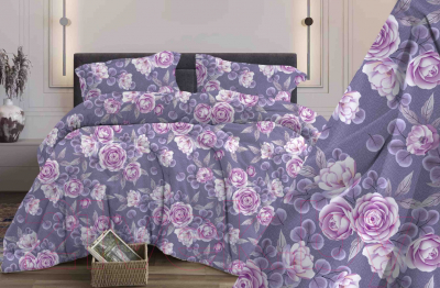 Комплект постельного белья Бояртекс №327 Лирика Вид 2/2 Евро-стандарт (бязь, фиолетовый)