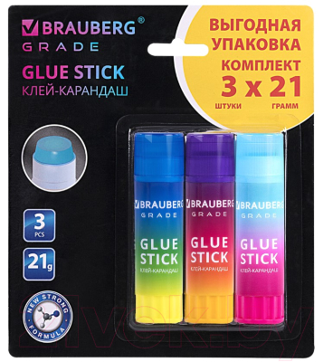 Клей-карандаш Brauberg Grade / 271248 (3шт)