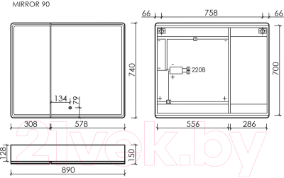 Купить Шкаф с зеркалом для ванной Sancos Mirror MI90EG  