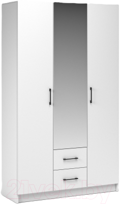 Шкаф Империал Чикаго Вайт 3 двери 2 ящика с зеркалом (белый)
