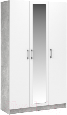 Шкаф Империал Чикаго 3 двери с зеркалом (ателье светлый/белый)