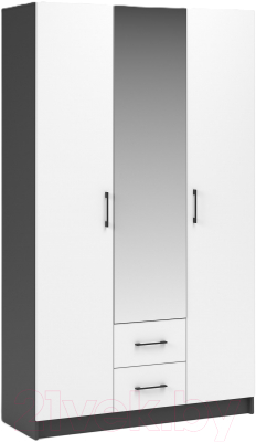 Шкаф Империал Чикаго 3 двери 2 ящика с зеркалом (антрацит/белый)