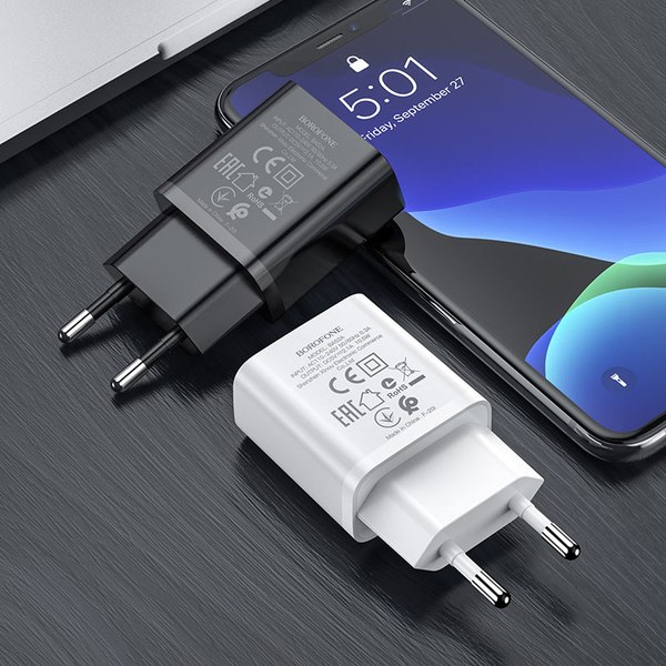Адаптер питания сетевой Borofone BA52A 1хUSB-А 2.1А (белый)